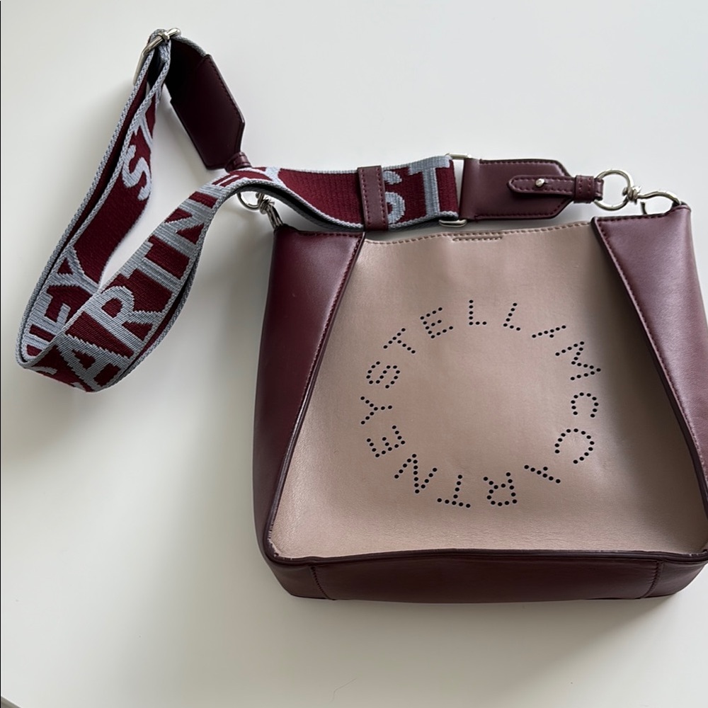 Stella McCartney Crossbody Bag in Brown and Cream with Adjustable Strap